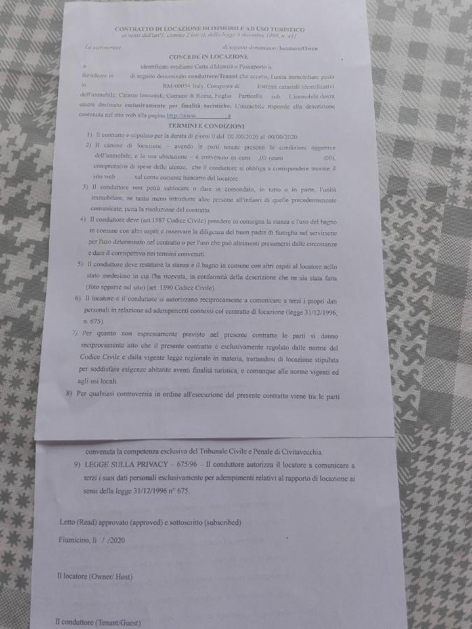 A Santy'S Roomsbagno Condiviso Sharedboth Room2Piano No Lift No Shuttle -No Pasti No Meal,- A Pagamento Air Condizextra Bed Air Condiz Extrabed For A Fee-3 Minuti Bus Xfieradiroma-10 Minutes Stop Bus To Rome In50 Minutes Trafficpermitting Are You To Fiumicino Extérieur photo